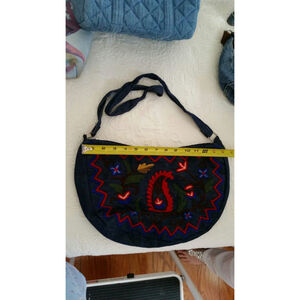 Dark denim embroidered purse